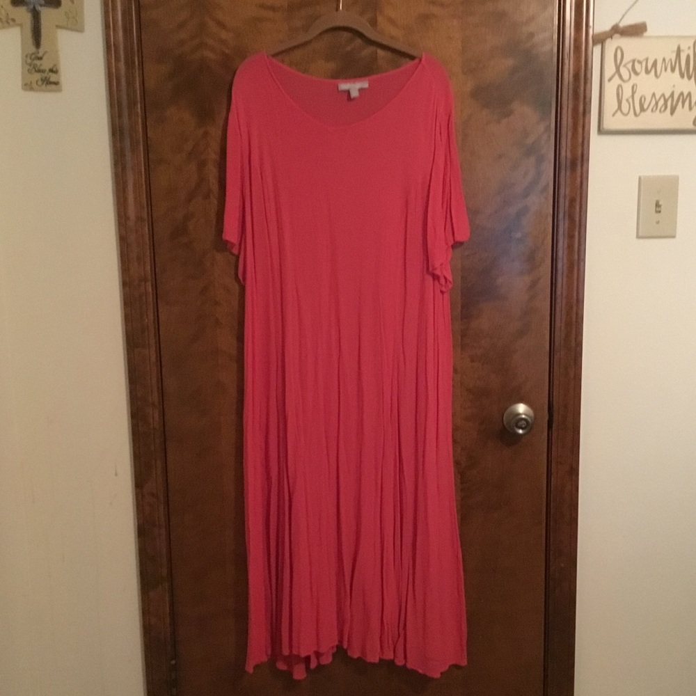 Woman Within, Plus Size Gauze Dress, 26/28, 2X, Coral Color